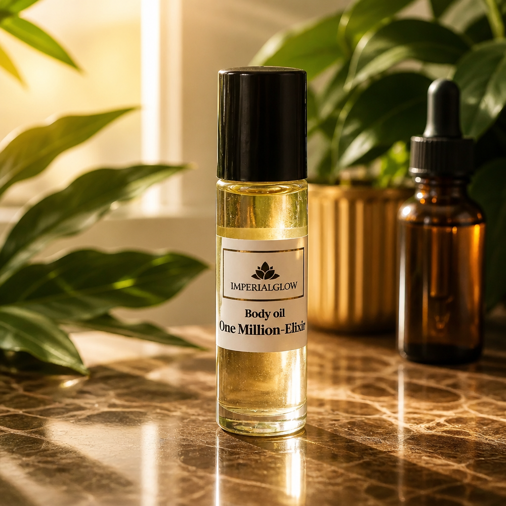 Imperial Glow body oil bottle