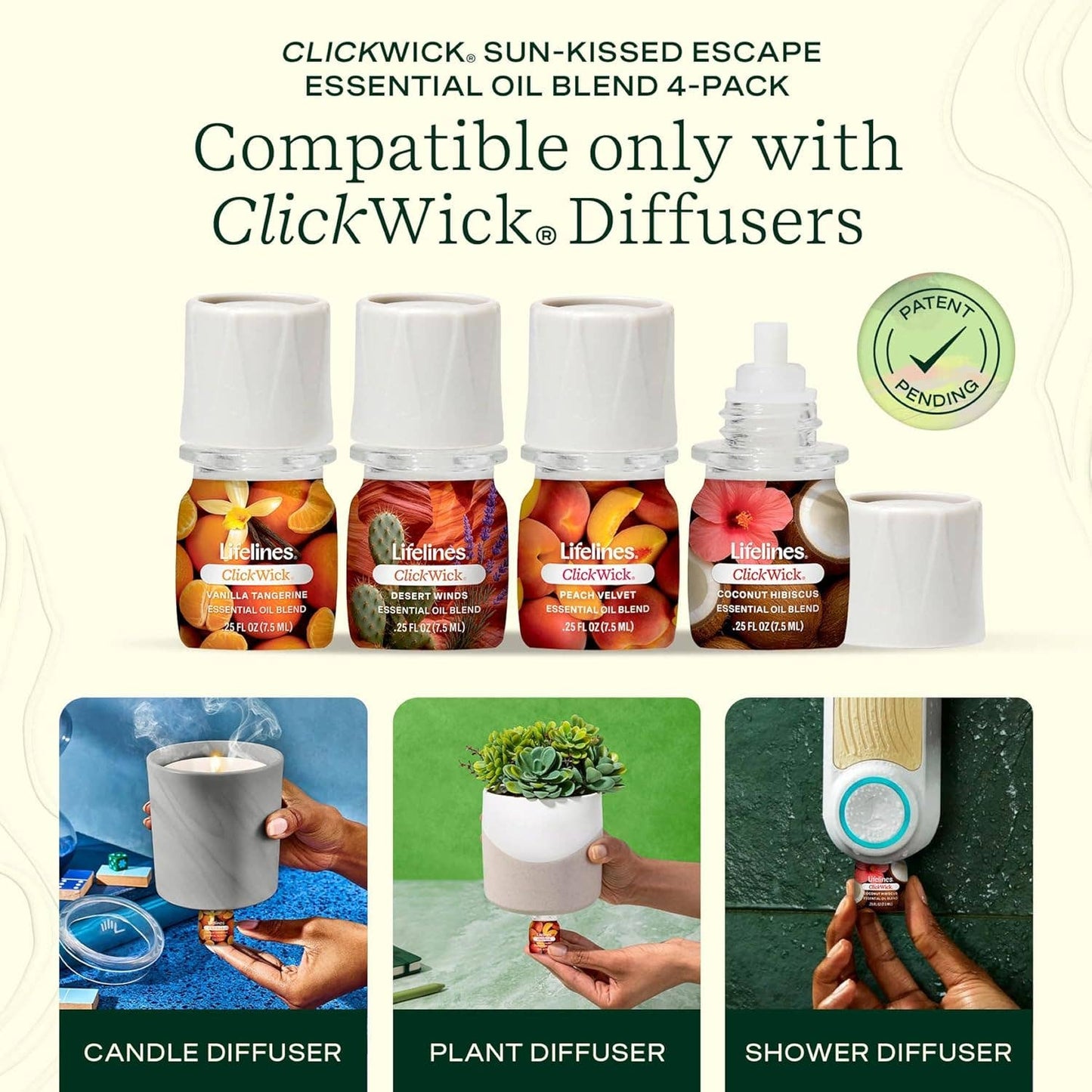 ClickWick  Sun Kissed Essential Oils  Refills 4 PK