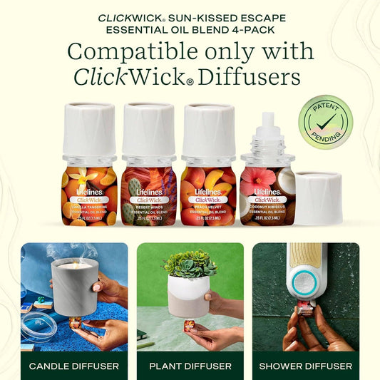 ClickWick  Sun Kissed Essential Oils  Refills 4 PK