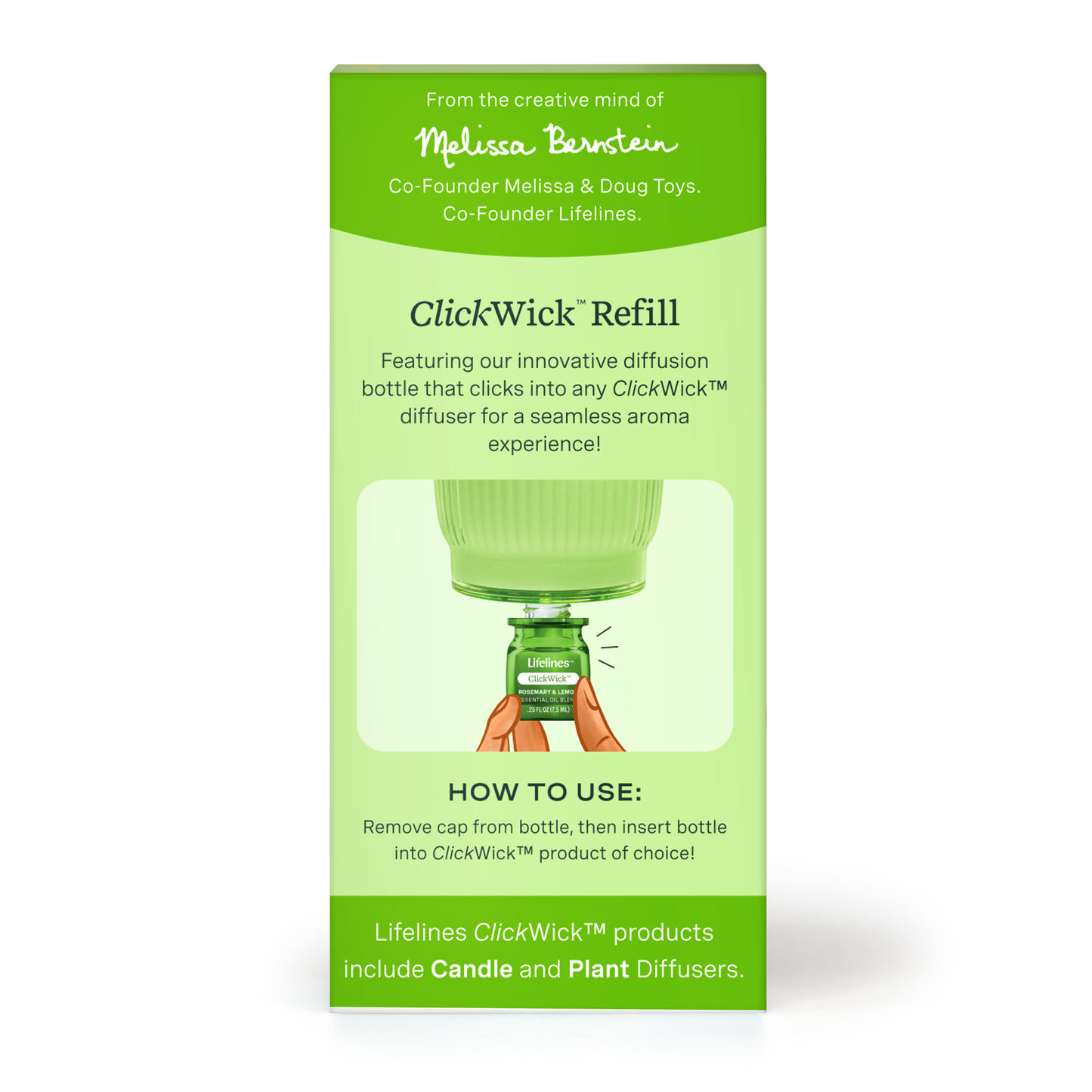 ClickWick Herbal Refill- For Candle/ Plant/Shower Diffusers-Lemon & Rosemary