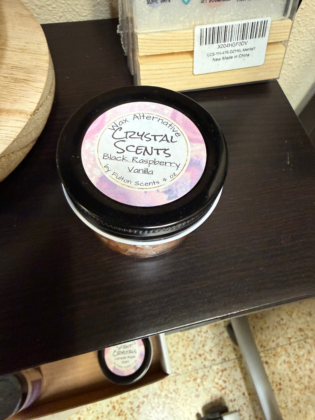 Crystal Scents lid label, Black Raspberry Vanilla by Fulton Scents, 4 oz wax alternative