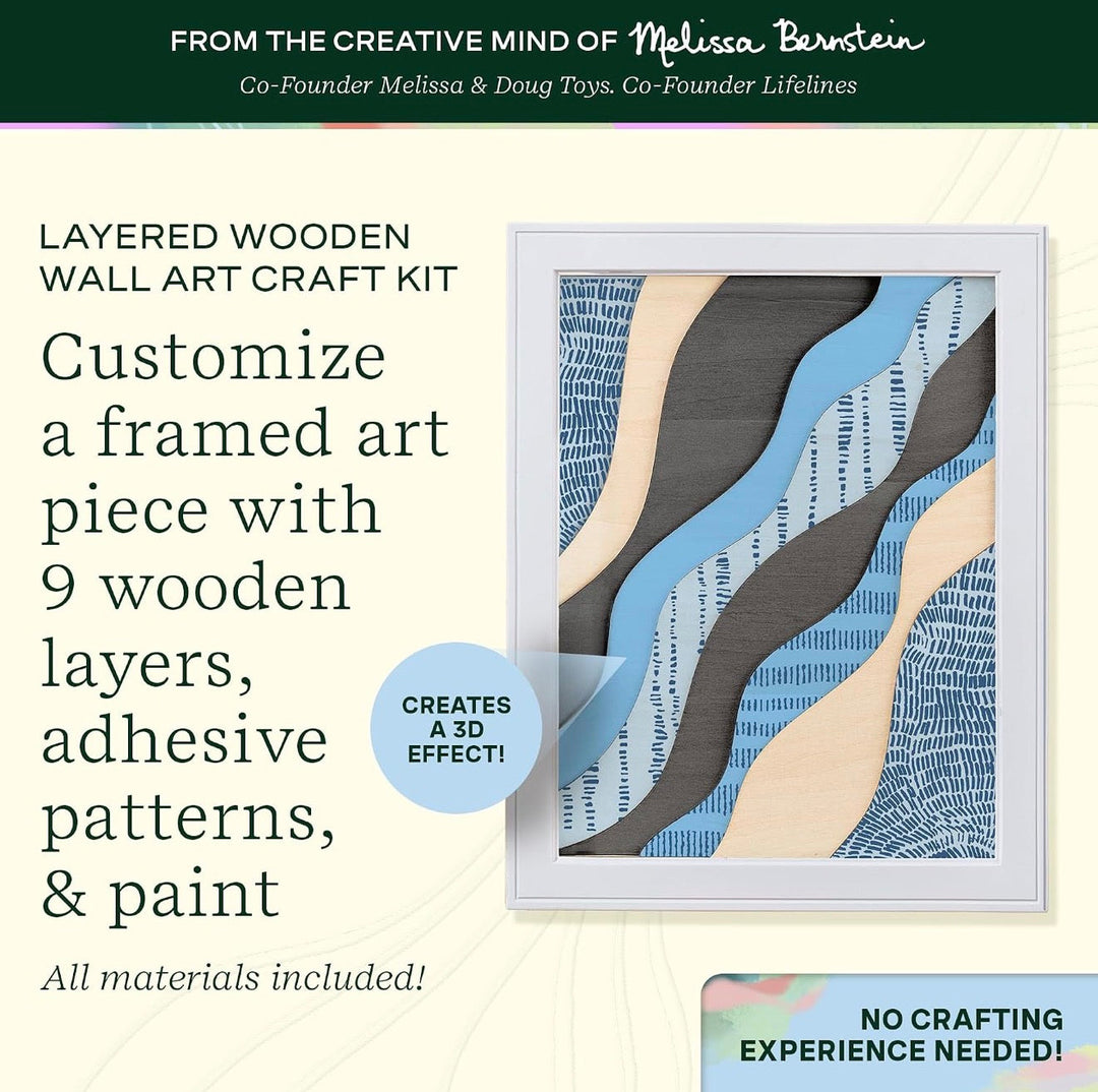 Customize a framed art piece with nine wooden layers, adhesive patterns and paint